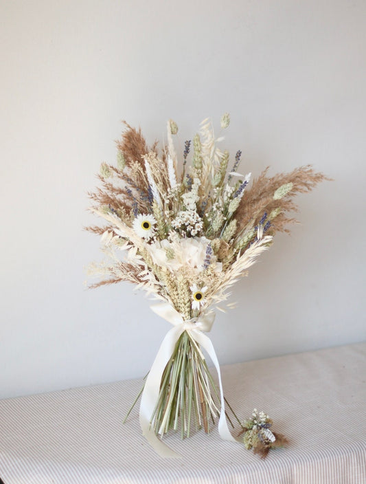 Evie Dried Flower Wedding Bouquet