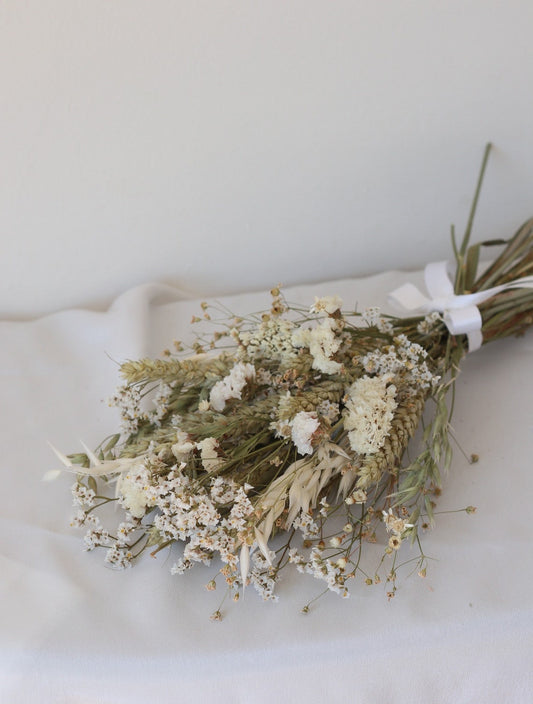 Opal | White and Green Dried Flower Bouquet